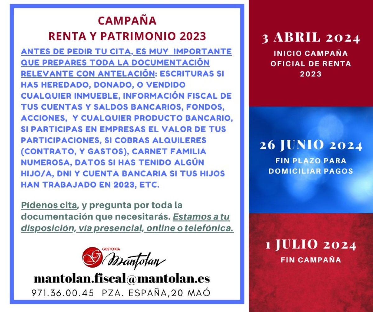 Renta y Patrimonio 2023 Menorca